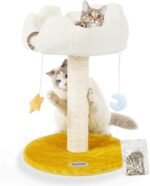 Happi N Pets Cloud Cat Scratching Post with Bed, Cat Tree Tower for Indoor Cats, Natural Sisal Cat Scratcher with Soft Perch for Kitten & Adult Cats, Small Cat Tower with Toys, Cat Activity Tree - Image 2