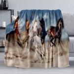Horse Blanket, Soft Warm Fuzzy Fleece Plush Blanket 60''x50'', Smooth Cozy Flannel Throw Blanket for Bed/Couch/Office/Camping - Image 2