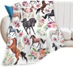 Horse Blanket for Girls Beautiful Horse with Wreath Throw Blanket, Ultra Soft Warm Fleece Blanket for Couch Bedding Living Room, Horse Gifts Flannel Blanket for Women 40"x50" - Image 2