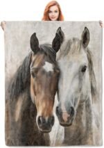 Horse Blanket,Animal Flannel Throw Blankets,Soft Warm Lightweight Cozy Plush Horses Throws for Bedroom Sofa Home Decor Gifts for Women Girls 50"x60" - Image 2