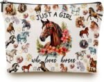 Horse Makeup Bag Horse Gifts for Girls - Just a Girl Who Loves Horses Lover Gifts - Horse Gifts for Horse Lovers - Toiletry Makeup Bag Pouch Travel Accessories - Image 2