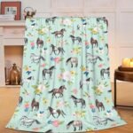 Horse Throw Blanket Super Soft Warm Floral Horse Blanket for Girls Kids, Cozy Plush Fleece Farm Stuffed Animal Horse Gifts Bedding Blanket for Women Bed Couch Sofa 40"x50" - Image 2