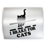 I BRAKE FOR CATS - PICK COLOR & SIZE - Beware Cat Crossing Kitty Vinyl Decal Sticker B - Image 2