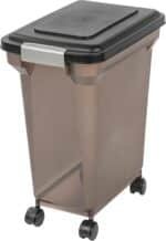 IRIS USA WeatherPro Airtight Dog Food Storage Container, Up to 22 lbs, Attachable Wheels, For Dog Cat Bird and Other Pet Food Storage Bin, Keep Fresh, Easy Mobility, BPA Free, Smoke - Image 2