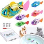 Interactive Robot Fish Toys for Cat/Dog(6 Pcs), Activated Swimming in Water with LED Light, Swimming Bath Plastic Fish Toy Gift to Stimulate Your Pet's Hunter Instincts - Image 2