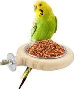 KATUMO Conure Perch Bird Wood Perch Stand Toy Parrot Cage Toy Bird Food Cup for Parakeet Lovebird Finch Conure Budgie Small Birds - Image 2