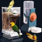 Kenond No Mess Bird Feeder Water Dispenser Set, Automatic Parrot Feeder Cage Accessories, Clear Parakeet Seed Container Food Feeder Drinker for Cage, Cockatiel Finch Lovebirds Budgies Canary (Blue) - Image 2