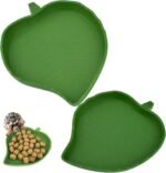 Leaf Shape Reptile Food Water Bowl 2 Pieces Reptile Plate Dish Drinking Bowl for Tortoise Corn Snake Crawl Pet Drinking and Eating, 2 Sizes - Image 2