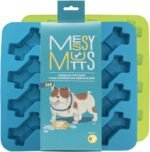 Messy Mutts Silicone Bake & Freeze Treat Making Mold | 2 Pack | 12 Bone Shaped 1 oz Molds | 9" x 9" Tray | Dishwasher, Freezer, Oven Safe | Blue/Green - Image 2