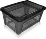 OMEM Portable Reptile Terrarium Habitat for Mini Pet Houses Breathable Holes Stackable Container (Black-L) - Image 2