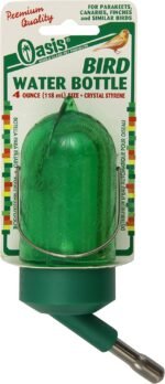 Oasis Small Bird Water Bottle - Polystyrene & Cherry-Red Drinking Tip, Double-Ball Vacuum Valve - for Parakeets, Budgies, Canaries, Finches, Cockatiels & Love Birds, Capacity 4-Ounces,Green - Image 2