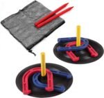 Outdoor Indoor Rubber Horseshoes Set Includes 4 Horseshoes,2 Pegs,2 Rubber Mats,2 Red Plastic dowels,Beach Games Perfect for Tailgating,Camping,Backyard,Fun for Kids Adults - Image 2