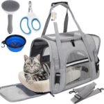 Pet Carrier Bag Airline Approved Up for Cats and Dogs Up to 20LBs, Soft Cat Carrier Dog Carrier Travel Kitten Carrier with Mat, Nail Clipper, Brush, Foldable Bowl Cat Accessories - Image 2