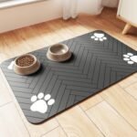 Pet Feeding Mat-Absorbent Pet Placemat for Food and Water Bowl, with Waterproof Rubber Backing, Quick Dry Water Dispenser Mat for Dog and Cat (12"x20", Striped Dark Gray) - Image 2