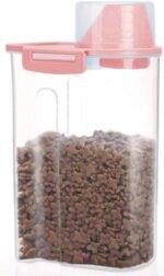 Pet Food Storage Container with Graduated Cup and Seal Buckles Food Dispenser for Dogs Cats (Pink) - Image 2