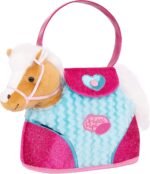 Pucci Pups – Beige Horse with Blue Stripes and Pink Pony Bag (ST8274Z) 10 inches - Image 2