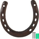 ROYHOO Cast Iron Horseshoe，for Good Lucky, Durable Cast Iron Medium Horseshoe 5 Holes On Each Side for Wall Hung(Dark Brown) - Image 2