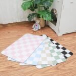 Ralxion Checkered Dog Feeding Mat, Absorbent Mats for Dog Food and Water Bowl, Dispenser, Retro Aesthetic Pink Checkerboard Pet Placemat for Dogs, Cats, Puppy Accessories, 12" X19” - Image 2
