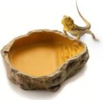 Reptile Water Dish,Resin Reptile Rock Food Feeder Bowl, Water and Food Bowl, Terrarium Decor for Leopard Gecko, Lizard,Spider, Turtle,Scorpion, Chameleon, Hermit Crabs (Small, Yellow) - Image 2