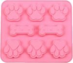 Silicone Mold Dog Bone Paw Homemade Treat, Puppy Dog Paw Shaped, Reusable Molds, Suitable for Microwave Oven, Refrigerator(Dog Paws Bones (Pink)) - Image 2