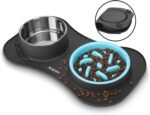 Slow Feeder Dog Bowls 3 in 1 Stainless Steel Food and Water Bowls with Non-Spill and Skid Silicone Mat to Slow Down Eating for Large Medium Small Breed Size Dogs and Cats - Image 2