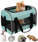 Small Animal Travel, Carrier for Hedgehog Rat Parrot Bird Guinea Pig, Lizards Carrier, Soft Sided Travel Carrier Portable Guinea Pig Travel Carrier Up to 10 Lbs (15 * 10 * 10, Green) - Image 2