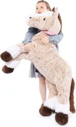 Tezituor 4ft Giant Horse Stuffed Animals, 47 inch Soft Horse Plush Hugging Pillow, Realistic Large Stuffed Brown Horse Plush Toys for Boys Girls - Image 2