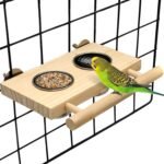 Tfwadmx Bird Food Stainless Steel Cups Wooden Perch Stand Hanging Feeder Bowls Feeding and Watering Supplies for Parakeets Conures Cockatiels Budgie Parrot - Image 2