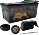 VCEPJH Large Reptile Breeding Box Plastic Feeding Box Transparent Transport Container Portable Snake Enclosure Scorpion Lizard Gecko Insect Tarantula Frog Tortoise Spider Habitat Cage (Black) - Image 2