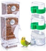 VCEPJH No Mess Bird Feeder Water Dispenser Set of 2, Automatic Parrot Feeder Drinker Acrylic Parakeet Seed Dispenser Food Container Cage Accessories for Lovebirds Conures Budgies Canary Finch - Image 2