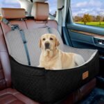 Youvee Dog Car Seat for Large/Medium Dog,Interior Height 4 Inches Pet Car Bed for Dogs Under 55 lbs or 2 Small Dogs,Washable Dog Booster Seat with 2 Safety Leashes(Black Outside Grey Inside) - Image 2