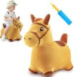 iPlay, iLearn Bouncy Pals Hopping Horse, Toddler Girl Boy Inflatable Bouncing Animal Hopper Toy, Outdoor Indoor Plush Ride on Bouncer, Baby Birthday Gift 18 Month 2 3 4 Year Old Kid - Horse - Image 2