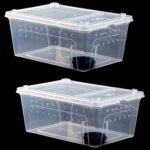 kathson 2PCS Reptile Feeding Box Portable Small Snake Terrarium Habitat Mini Pet Breeding Cage Hatching Container Transparent Gecko Houses for Small Frog Tarantula Spider Scorpion (White) - Image 2
