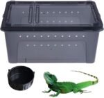 kathson Reptile Snake Feeding Box Portable Transparent Plastic Mini Pet Houses Breeding Hatching Container Lizard Tarantula Habitat for Spider Scorpion Gecko (Black) - Image 2