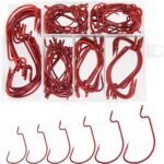 110Pcs Red Bass Hooks,6 Size Worm Fishing Hooks Freshwater, Offset Eagle Claw Fish Hooks, Bass Hook Size 1 1/0 2/0 3/0 4/0 5/0 High Carbon Steel - Image 2