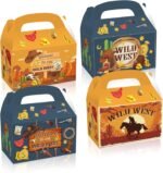 12 Pack Western Cowboy Party Favor Treat Box Wild West Boy Baby Shower Theme Supplies Cowboy Party Goodie Candy Treat Present Boxes for Western Cowboy Horse Birthday Party Supplies - Image 2