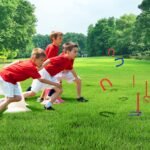 Outdoor Indoor Rubber Horseshoes Set includes 4 Horseshoes,2 Pegs,2 Rubber Mats,2 Red Plastic dowels,Beach Games Perfect for Tailgating,Camping,Backyard,Fun for Kids Adults(Red&Blue) - Image 3