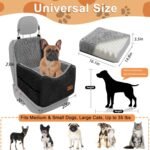 Dog Car Seat for Small Dogs, Memory Foam Dog Booster Seat, Elevated Pet Car Seat for Dogs up to 35 lbs, Travel Safety Dog Car Bed with Washable Removable Cover, Storage Pockets(GrayBlack) - Image 3