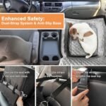 Dog Car Seat for Small Dogs, Memory Foam Dog Booster Seat, Elevated Pet Car Seat for Dogs up to 35 lbs, Travel Safety Dog Car Bed with Washable Removable Cover, Storage Pockets(GrayBlack) - Image 5