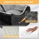 Dog Car Seat for Small Dogs, Memory Foam Dog Booster Seat, Elevated Pet Car Seat for Dogs up to 35 lbs, Travel Safety Dog Car Bed with Washable Removable Cover, Storage Pockets(GrayBlack) - Image 6