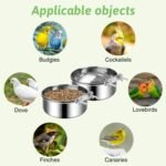 Tfwadmx 6 Pcs Stainless Steel Bird Bowls with Clamp,Clamp Holder Coop Cup,Bird Dishes for Cage, Bird Cage Water Bowl for Cockatiels Lovebird Budgie Chinchilla - Image 6