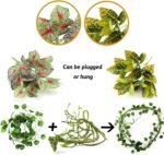 Reptile Plants, Terrarium Hanging Plant Vines Artificial Leaves Reptile Hide, Leopard Gecko Tank Accessories, Terrarium Decorations for Bearded Dragon Lizard Snake Geckos Chameleon - Image 4