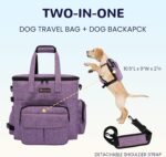 Modoker Dog Travel Organizer Carriers for Supplies & Accessories, Airline Approved Dog Cat Pet Travel Bag, 2 Collapsible Dog Bowls, 2 Travel Dog Food Container, Purple - Image 3