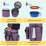 Modoker Dog Travel Organizer Carriers for Supplies & Accessories, Airline Approved Dog Cat Pet Travel Bag, 2 Collapsible Dog Bowls, 2 Travel Dog Food Container, Purple - Image 4