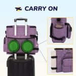 Modoker Dog Travel Organizer Carriers for Supplies & Accessories, Airline Approved Dog Cat Pet Travel Bag, 2 Collapsible Dog Bowls, 2 Travel Dog Food Container, Purple - Image 6
