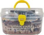DINOBROS Horse Stable Playset Toys for Boys and Girls Ages 3 and Up Includes 8 Horses and Accessories 17 Piece Horse Stall Farm Set with Portable Case - Image 7
