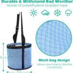 2 Pcs Horse Feed Bag Comfort Breathable Mesh Feed Bucket Heavy Duty Feed Bag with Adjustable Strap and Waterproof Bottom for Horse Feeding Supplies Muzzle Feed Bag, Medium (Blue) - Image 3