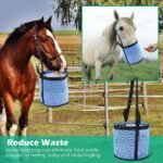 2 Pcs Horse Feed Bag Comfort Breathable Mesh Feed Bucket Heavy Duty Feed Bag with Adjustable Strap and Waterproof Bottom for Horse Feeding Supplies Muzzle Feed Bag, Medium (Blue) - Image 5