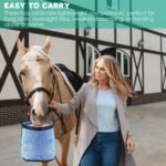 2 Pcs Horse Feed Bag Comfort Breathable Mesh Feed Bucket Heavy Duty Feed Bag with Adjustable Strap and Waterproof Bottom for Horse Feeding Supplies Muzzle Feed Bag, Medium (Blue) - Image 7