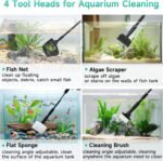 hygger Small Aquarium Cleaning Tools, 4 in 1 Fish Tank Cleaner Kit with Handle,Fish Net,Algae Scraper,Clean Brush,Flat Sponge - Image 3